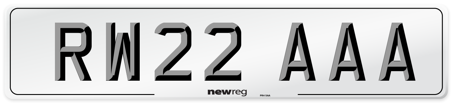 RW22 AAA Number Plate from New Reg